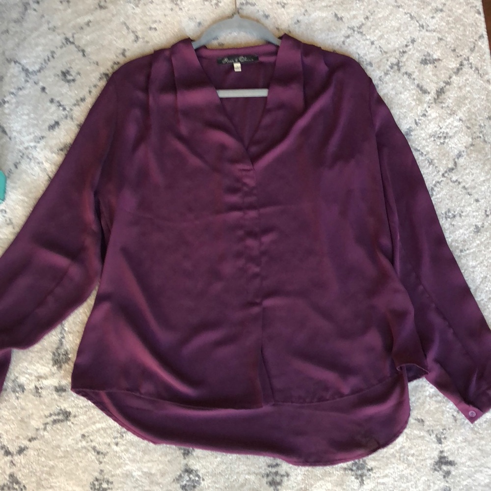 Rose & Olive - dark purple top, size large